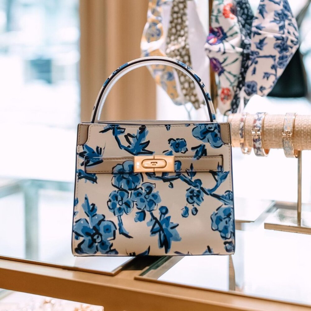 TORY BURCH Lee Radziwill Printed Petite Double Bag In New Cream